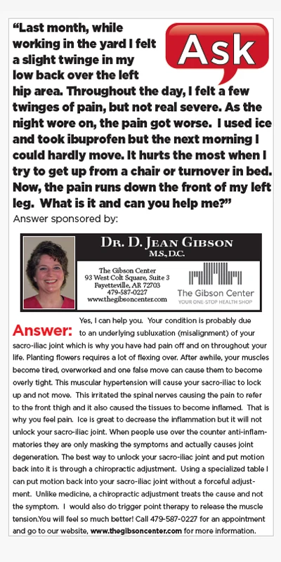 Chiropractor Fayetteville AR Jean Gibson Newspaper Column